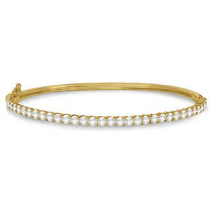 Luxury 14K Yellow <b>Gold</b> Stackable Diamond <b>Bangle</b> <b>Bracelet</b> 4.00ct - Product Image 2