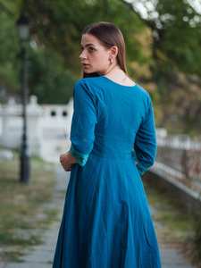 Robe Mandakini en tissage à la main, style bohème, en coton, longueur mollet, décontractée, occasionnelle, fabriquée à la main, mode éthique - Product Image 6