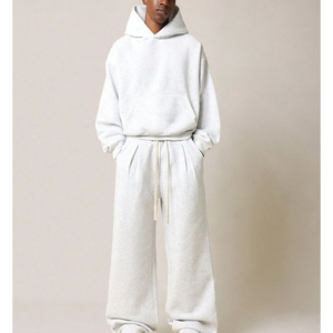 Nouveau design de vêtements de rue, ensemble pantalon cargo et sweat à capuche personnalisés avec broderie et empilage pour hommes, ensemble jogging évasé, survêtement pour hommes - Product Image 4