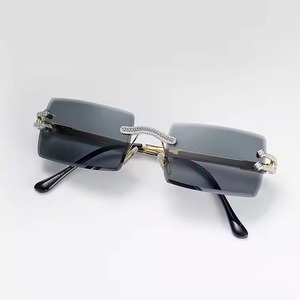Stunning Unisex Fine Jewelry Collection Lab Grown Diamond Studded <b>Rimless</b> <b>Sunglasses</b> Personalized <b>Sunglasses</b> for Sale - Product Image 5