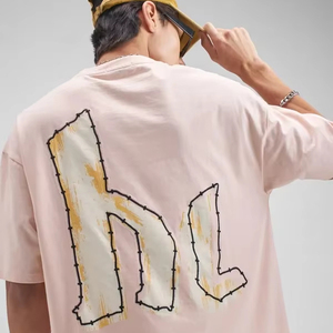 T-shirt pour homme surdimensionné en coton lourd uni de qualité supérieure, logo sur le devant, écologique, respirant, 280 g - Product Image 1