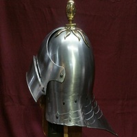 Casco Medieval Alemán de Caballero Plateado, Casco Europeo de Caballero de Armadura para Recreación Histórica