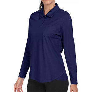 Tops de protección solar UPF 50 + para mujer, manga larga, media cremallera, agujero para el pulgar, 1/4, jersey con cremallera, correr, senderismo, gimnasio, Golf, tenis, camiseta superior - Product Image 1