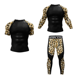2026 Custom Unisex Knitted Wrestling Set T-shirts+shorts Heat-Transfer <b>Printed</b> Breathable Anti-UV Spandex/Polyester Rashguard - Product Image 6