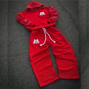 Sudadera con Capucha de Alta Calidad, Estilo Vintage, con Pedrería, 2 Piezas, Unisex, Invierno, 100% Algodón, Gruesa, Estilo Urbano - Product Image 2