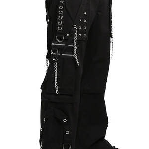 CHAINS <b>BLACK</b> RHINESTONES GOTHIC PUNK WOMEN'S PANTS STRAPS BAGGY ZIP-OFF PANTS TO SHORTS 2026 - Product Image 5