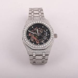 Luxury High Quality <b>Watch</b> <b>White</b> VVS Moissanite Diamond Crafted Iced Out Hip Hop Black Dial Personalized Wristwatch <b>for</b> Men <b>Women</b> - Product Image 1