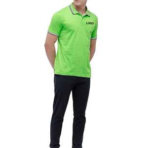Polo de golf respirant à manches courtes coupe ajustée vêtements de golf d'été à séchage rapide t-shirt de couleur verte logo personnalisé tricoté - Product Image 5