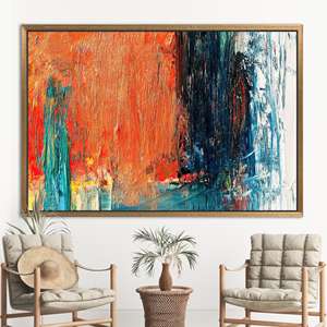 ผ้าใบพิมพ์ลายศิลปะนามธรรมสีส้มสมัยใหม่ - ของตกแต่งผนังร่วมสมัย,1P:กรอบสีทอง - Product Image 1