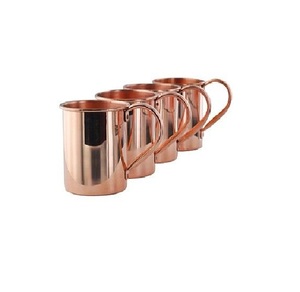 WholeSale Style Smooth <b>Copper</b> Mug Set of 4 Pure <b>Copper</b> Drinking <b>Cups</b> with Sleek Finish and Handles for Moscow Mule & Beverages - Product Image 1