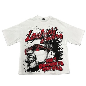 Logo personnalisé 300GSM Streetwear Box Cut Tee T-shirt court lourd imprimé géométrique 100% coton Boxy Fit T-shirt pour hommes - Product Image 2