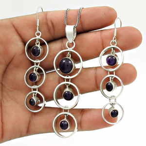 Pendientes de turquesa vintage, conjunto de joyería colgante, joyería hecha a mano, proveedores de joyería de plata india, conjuntos Vintage de Plata de Ley 925 - Product Image 5