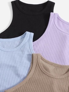 เสื้อกล้ามครอปโพลีเอสเตอร์100% สีพื้นเสื้อออกกำลังโลโก้ออกแบบได้ตามต้องการ - Product Image 4