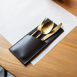 Porte-couverts en cuir véritable de luxe, écologique, robuste, confortable, fait main, organisateur de couverts, accessoire de salle à manger durable - Product Image 1