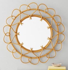 Espejo decorativo con marco de diseño antiguo, espejo decorativo de pared de ratán para pasillos, sala de estar, Material de yute de ratán, espejo de pared - Product Image 5