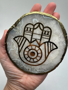 Posavasos de ágata blanca auténticos hechos a mano al por mayor con baño de oro Belleza natural Comprar al por mayor - Product Image 3