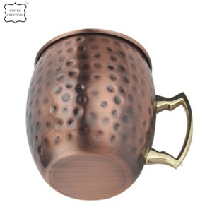 Dark Brown Hammered Copper Stainless Steel Moscow Mule Beer <b>Cup</b> With Gold Plated Handle for Coffee Copper Mug - Product Image 3