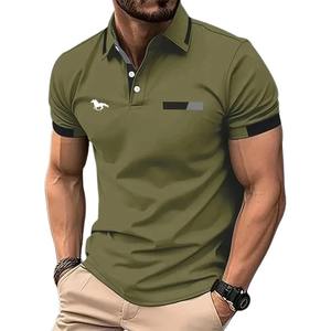 Polos de hombre con botones, camisa polo informal deportiva con solapa, manga corta, a la moda, con bloques de color, para verano, corte regular, polos con botones. - Product Image 4