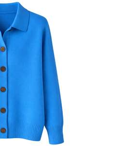 Suéter de Punto Azul Marino con Cuello en V para Mujer, Manga Larga, Ajuste Holgado, Suave, Informal, Elegante, para Uso Diario, Tendencia - Product Image 4