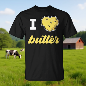 Camiseta Premium con la Frase 'I Love Butter' - Producto Lácteo Directo de la Vaca para Promociones Publicitarias - Product Image 3