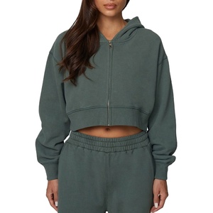 Sudadera con capucha para mujer 2026, de invierno, gruesa, estilo urbano, personalizada, precio de fábrica al por mayor, diseño con cremallera completa y cordón ajustable - Product Image 1