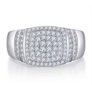 Anillo de compromiso y Bodas de circonita cúbica clásica para hombre, oro blanco de 18 quilates y plata 925 chapada en rodio para aniversarios y fiestas - Product Image 4