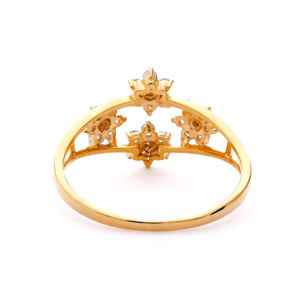 แหวนเพชรทรงดอกไม้หรูหราประดับดาวทอง แหวนทรงดอกไม้เจียระไนแบบบริลเลียนท์สำหรับผู้หญิง เครื่องประดับสำหรับงานหมั้นและวันครบรอบ - Product Image 5