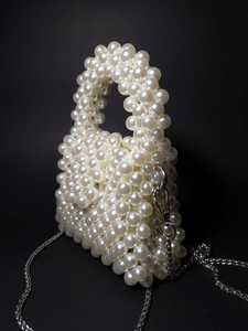 Perle ivoire perlée sac Hobo sac à main à la main | Sac à bandoulière élégant en perles | Sac à main de mariée de style vintage | - Product Image 2