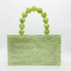 Sac à main en résine avec poignée en perles acryliques vertes, imitation perle, vintage, papillon, charme solide, collier complet, ensemble pour femmes, mariage - Product Image 1