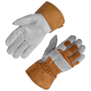 Gants de travail de sécurité en cuir de vachette pleine fleur de qualité supérieure, résistants à la chaleur, certifiés CE, avec manchette de sécurité antidérapante - Product Image 3