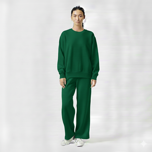 Ensemble sweat-shirt et pantalon de survêtement amples et confortables pour femme, en molleton doux, écologique, respirant et à séchage rapide, deux pièces pour l'hiver - Product Image 1