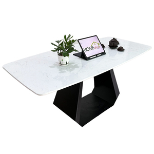 BA68116 Rectangular <b>Dining</b> <b>Table</b> Set 140/160x80 with Sintered Stone Top and Wooden Iron Legs for Hotels - Product Image 2