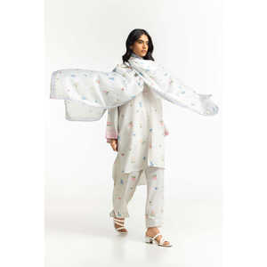 Dupatta Casual Blanca para Mujer con Estampado de Red de Tenis y Característica Transpirable - Product Image 3