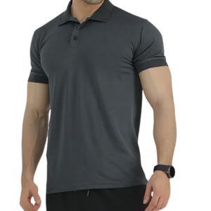 Polo pour homme gris anthracite à manches courtes, élégant, confortable, vêtements de sport, tissu respirant, haut de qualité supérieure, décontracté et tendance - Product Image 4