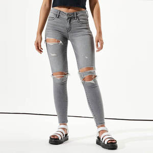 Nouveau design Meilleur arrivée Séchage rapide pour femmes Pantalon jean vieilli Taille régulière Prix bas Tissu confortable pour femmes Jeans - Product Image 2