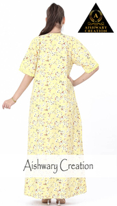 Vestido Kaftán de Algodón para Mujer, Estampado Floral, Estilo Étnico, Corte Holgado, con Cuello Bordado, Venta al Por Mayor - Product Image 4