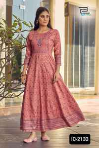 เสื้อคลุมยาวพิมพ์ลายยาวสไตล์อินเดียและปากีสถานสไตล์เคอร์ติสเรยอนเคอร์ติสสำหรับสวมใส่สบาย - Product Image 6