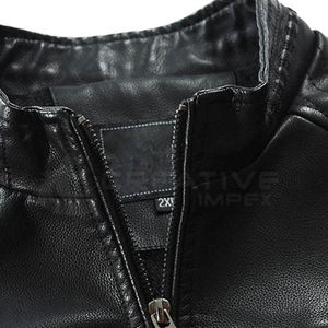 Chaqueta de Cuero de Alta Calidad para Hombre, Elegante, Ajustada, Transpirable, de Secado Rápido, con Cuello Alto, Estilo Vintage, para Invierno, Servicio OEM - Product Image 4