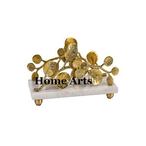 Marble And Aluminum <b>Tissue</b> <b>Paper</b> Holder Highest Quality Gold And White <b>Color</b> Napkin Holder For Hotel Home Use - Product Image 2