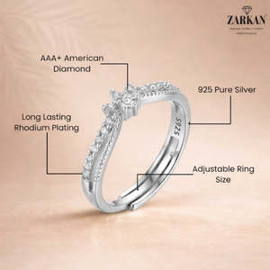 NOVAMART Fine Hallmark Silver Rose <b>Gold</b> Plated Women's Engagement <b>Ring</b> Cubic Zirconia Pave <b>Set</b> Cluster Adjustable Inlay Number - Product Image 5