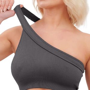 Soutien-gorge de sport pour femme, personnalisable, à séchage rapide, à une épaule, crop top, vente en gros, best-seller - Product Image 5