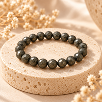 Bracelet de perles facettées en chalcopyrite, style cristal métallique foncé, bijou extensible pour poignet, pour femmes et hommes, cadeau, vente en gros, commandes personnalisées