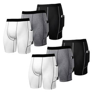 Vente en gros de shorts de compression respirants de haute qualité pour hommes, pantalons de course et d'entraînement pour athlètes, motif solide, fonction anti-rides - Product Image 1
