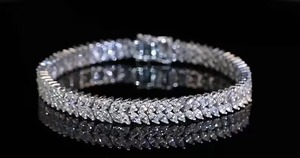 Moissanite pulsera cadena doble fila diamante pulsera Marquesa en forma de Moissanite tenis pulsera aniversario cumpleaños regalo ella - Product Image 3