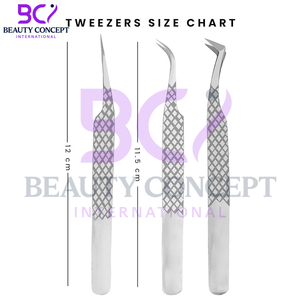 Lash Tweezers Pack of 3 Fiber Tip Eyelash Tweezers Stainless Steel Straight and Curved Tip Eyelash Grafted Tweezers - Product Image 2