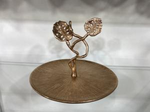 Qualité supérieure pour servir le support de gâteau support de gâteau en métal fait à la main avec revêtement en poudre d'or finition forme ronde bordure en cristal - Product Image 5