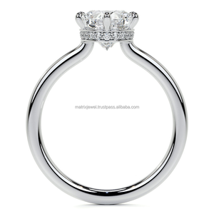 Joyería fina clásica Ajuste de 6 puntas Forma ovalada Moissanite Anillo de diamante único Compromiso Plata Promesa Colección de bodas - Product Image 3