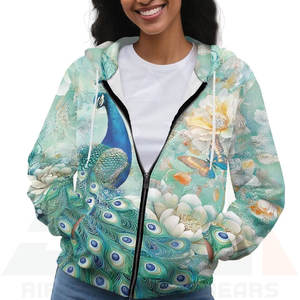 Sweat à capuche d'hiver premium à imprimé floral paon 3D pour hommes et femmes, impression par sublimation haute définition, manches longues - Product Image 5
