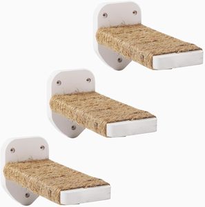 3-in-1 Luxury Modern White <b>Cat</b> Furniture Set Sisal Wood Wall-mounted Climbing Hemp Rope Shelves Perches Includes <b>Scratching</b> <b>Pads</b> - Product Image 1