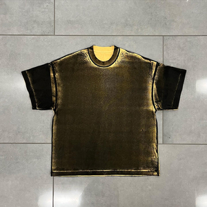 Nueva tendencia Boxy Drop Shoulder camiseta para hombres 100% algodón logotipo personalizado e impresión completa Tops cortos de gran tamaño Boxy Style - Product Image 3